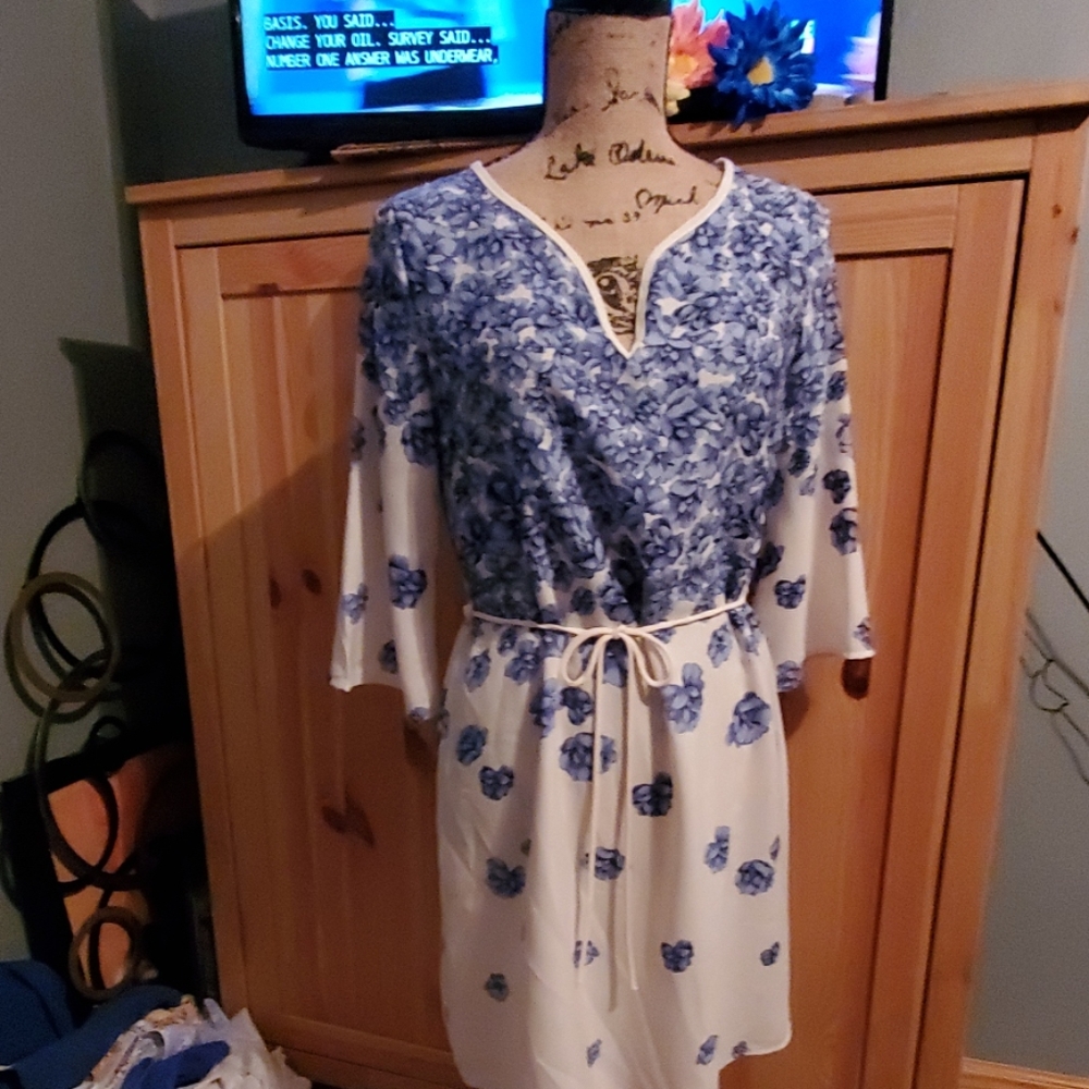 Blue Floral Dress, Small